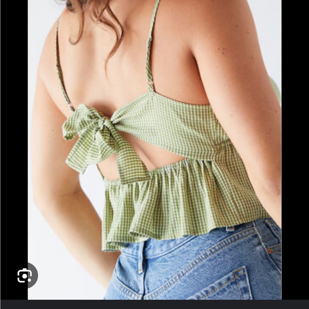 pacsun green gingham baby doll top
